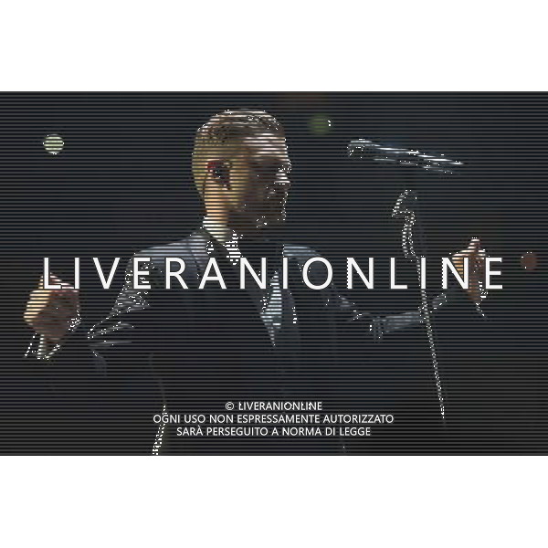 American singer-songwriter Justin Timberlake (born Justin Randall Timberlake) performs the first of two shows at The o2 Arena, London, England, on Tuesday 1st April 2014. Please note image is one time usage only for editorial purposes. AG ALDO LIVERANI SAS ONLY ITALY