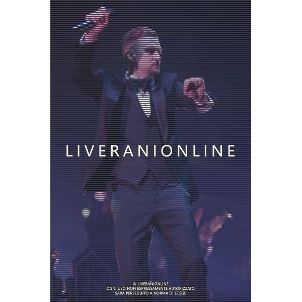 American singer-songwriter Justin Timberlake (born Justin Randall Timberlake) performs the first of two shows at The o2 Arena, London, England, on Tuesday 1st April 2014. Please note image is one time usage only for editorial purposes. AG ALDO LIVERANI SAS ONLY ITALY