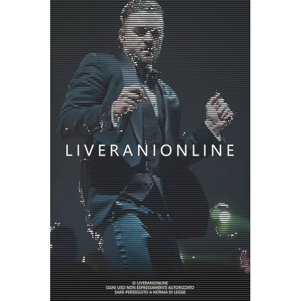 American singer-songwriter Justin Timberlake (born Justin Randall Timberlake) performs the first of two shows at The o2 Arena, London, England, on Tuesday 1st April 2014. Please note image is one time usage only for editorial purposes. AG ALDO LIVERANI SAS ONLY ITALY