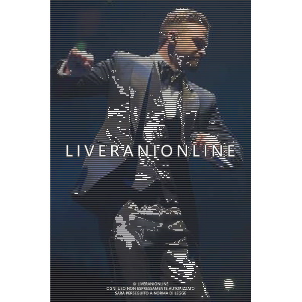 American singer-songwriter Justin Timberlake (born Justin Randall Timberlake) performs the first of two shows at The o2 Arena, London, England, on Tuesday 1st April 2014. Please note image is one time usage only for editorial purposes. AG ALDO LIVERANI SAS ONLY ITALY