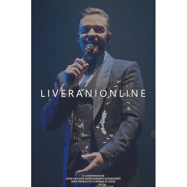 American singer-songwriter Justin Timberlake (born Justin Randall Timberlake) performs the first of two shows at The o2 Arena, London, England, on Tuesday 1st April 2014. Please note image is one time usage only for editorial purposes. AG ALDO LIVERANI SAS ONLY ITALY