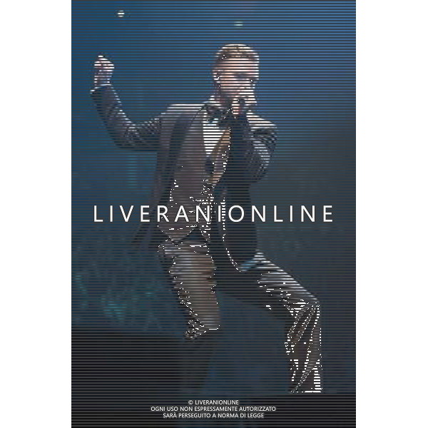 American singer-songwriter Justin Timberlake (born Justin Randall Timberlake) performs the first of two shows at The o2 Arena, London, England, on Tuesday 1st April 2014. Please note image is one time usage only for editorial purposes. AG ALDO LIVERANI SAS ONLY ITALY