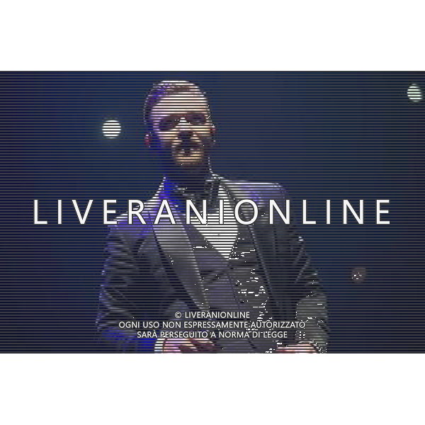American singer-songwriter Justin Timberlake (born Justin Randall Timberlake) performs the first of two shows at The o2 Arena, London, England, on Tuesday 1st April 2014. Please note image is one time usage only for editorial purposes. AG ALDO LIVERANI SAS ONLY ITALY
