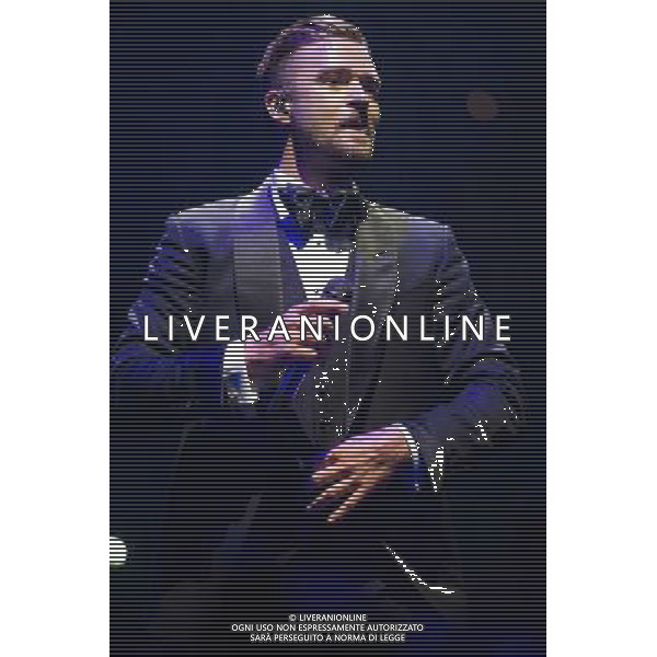 American singer-songwriter Justin Timberlake (born Justin Randall Timberlake) performs the first of two shows at The o2 Arena, London, England, on Tuesday 1st April 2014. Please note image is one time usage only for editorial purposes. AG ALDO LIVERANI SAS ONLY ITALY