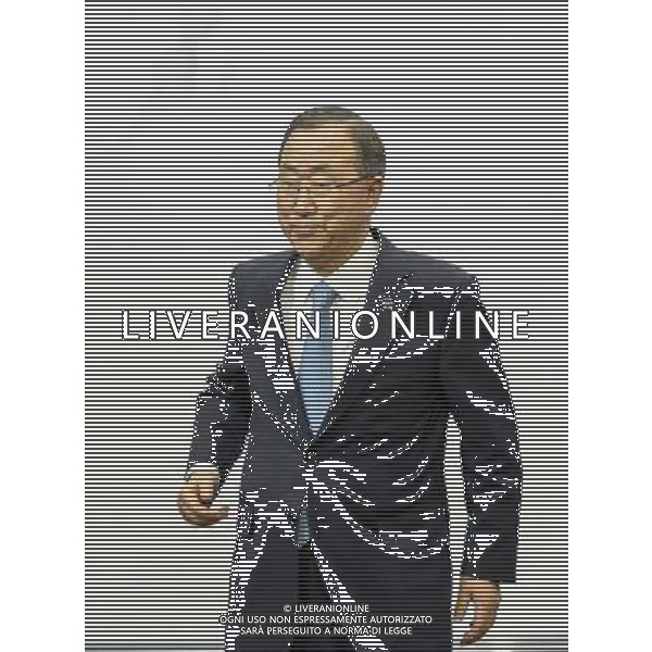 Ban Ki-Moon, Secretary-General of the United Nations holds press conference meeting prior to the EU - Africa summit at European Council headquarters in Brussels, Belgium on 01.04.2014 by Wiktor Dabkowski AG ALDO LIVERANI SAS ONLY ITALY