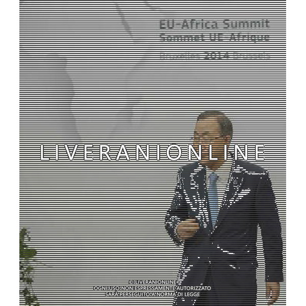 Ban Ki-Moon, Secretary-General of the United Nations holds press conference meeting prior to the EU - Africa summit at European Council headquarters in Brussels, Belgium on 01.04.2014 by Wiktor Dabkowski AG ALDO LIVERANI SAS ONLY ITALY