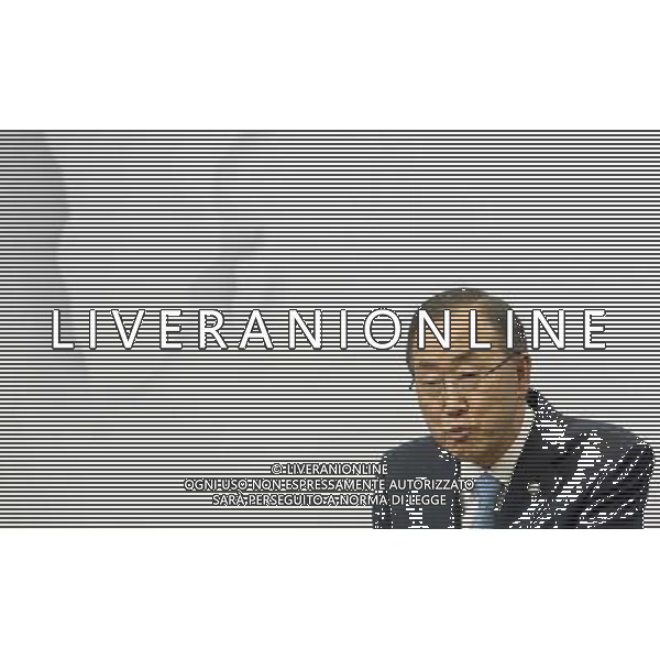 Ban Ki-Moon, Secretary-General of the United Nations holds press conference meeting prior to the EU - Africa summit at European Council headquarters in Brussels, Belgium on 01.04.2014 by Wiktor Dabkowski AG ALDO LIVERANI SAS ONLY ITALY