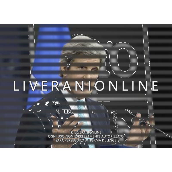 US Secretary of State John Kerry holds press conference after a Nato-Ukraine Foreign Ministers meeting in Brussels, Belgium on 01.04.2014 NATO is suspending all cooperation with Russia on civilian and military matters, the alliance\'s foreign ministers said, raising also the possibility of deployments as part of their response to the Ukrainian crisis. by Wiktor Dabkowski AG ALDO LIVERANI SAS ONLY ITALY