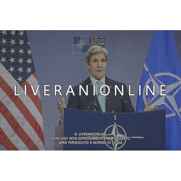 US Secretary of State John Kerry holds press conference after a Nato-Ukraine Foreign Ministers meeting in Brussels, Belgium on 01.04.2014 NATO is suspending all cooperation with Russia on civilian and military matters, the alliance\'s foreign ministers said, raising also the possibility of deployments as part of their response to the Ukrainian crisis. by Wiktor Dabkowski AG ALDO LIVERANI SAS ONLY ITALY