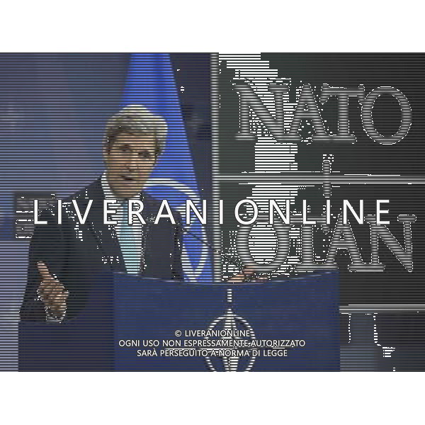 US Secretary of State John Kerry holds press conference after a Nato-Ukraine Foreign Ministers meeting in Brussels, Belgium on 01.04.2014 NATO is suspending all cooperation with Russia on civilian and military matters, the alliance\'s foreign ministers said, raising also the possibility of deployments as part of their response to the Ukrainian crisis. by Wiktor Dabkowski AG ALDO LIVERANI SAS ONLY ITALY