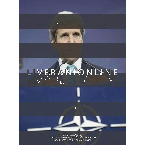US Secretary of State John Kerry holds press conference after a Nato-Ukraine Foreign Ministers meeting in Brussels, Belgium on 01.04.2014 NATO is suspending all cooperation with Russia on civilian and military matters, the alliance\'s foreign ministers said, raising also the possibility of deployments as part of their response to the Ukrainian crisis. by Wiktor Dabkowski AG ALDO LIVERANI SAS ONLY ITALY