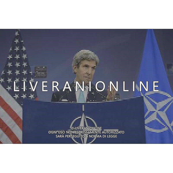 US Secretary of State John Kerry holds press conference after a Nato-Ukraine Foreign Ministers meeting in Brussels, Belgium on 01.04.2014 NATO is suspending all cooperation with Russia on civilian and military matters, the alliance\'s foreign ministers said, raising also the possibility of deployments as part of their response to the Ukrainian crisis. by Wiktor Dabkowski AG ALDO LIVERANI SAS ONLY ITALY
