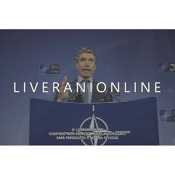 NATO Secretary-General Anders Fogh Rasmussen holds press conference after a Nato-Ukraine Foreign Ministers meeting in Brussels, Belgium on 01.04.2014 NATO is suspending all cooperation with Russia on civilian and military matters, the alliance\'s foreign ministers said, raising also the possibility of deployments as part of their response to the Ukrainian crisis. by Wiktor Dabkowski AG ALDO LIVERANI SAS ONLY ITALY