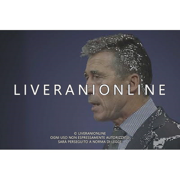 NATO Secretary-General Anders Fogh Rasmussen holds press conference after a Nato-Ukraine Foreign Ministers meeting in Brussels, Belgium on 01.04.2014 NATO is suspending all cooperation with Russia on civilian and military matters, the alliance\'s foreign ministers said, raising also the possibility of deployments as part of their response to the Ukrainian crisis. by Wiktor Dabkowski AG ALDO LIVERANI SAS ONLY ITALY