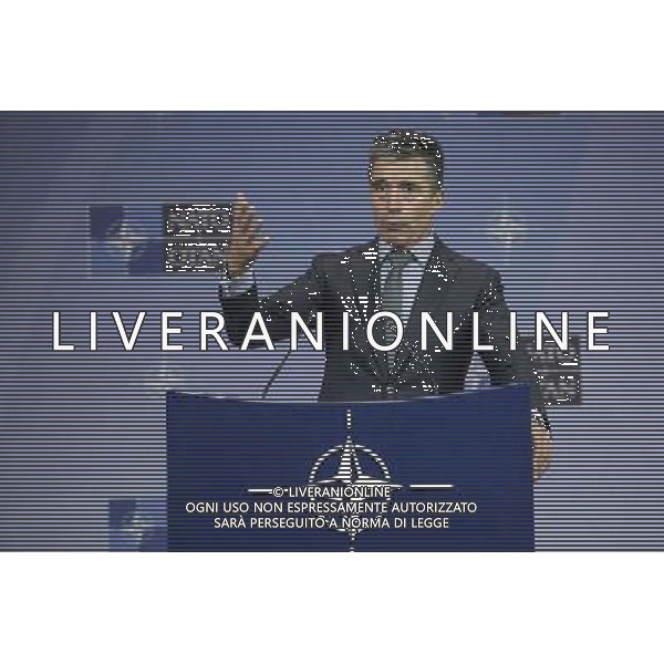 NATO Secretary-General Anders Fogh Rasmussen holds press conference after a Nato-Ukraine Foreign Ministers meeting in Brussels, Belgium on 01.04.2014 NATO is suspending all cooperation with Russia on civilian and military matters, the alliance\'s foreign ministers said, raising also the possibility of deployments as part of their response to the Ukrainian crisis. by Wiktor Dabkowski AG ALDO LIVERANI SAS ONLY ITALY