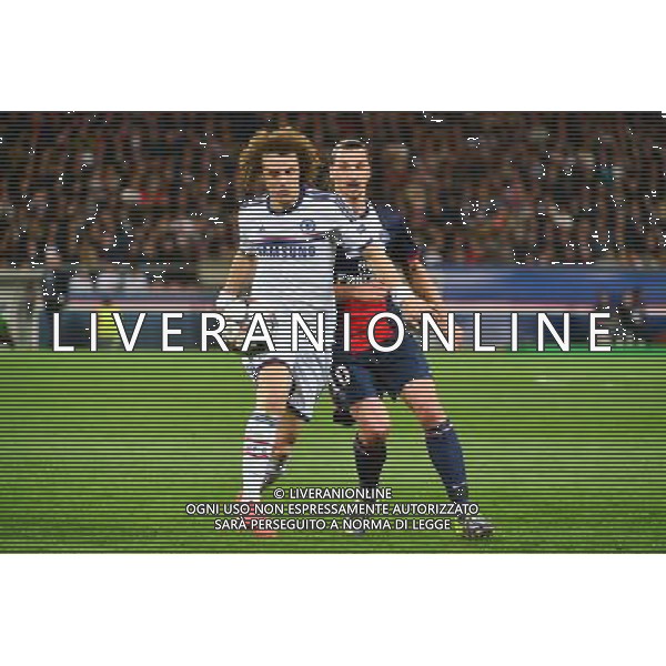 David LUIZ / Zlatan IBRAHIMOVIC - 02.04.2014 - Paris Saint Germain / Chelsea - 1/4Finale Aller Champions League Photo : Dave Winter / Icon Sport AG ALDO LIVERANI SAS ONLY ITALY