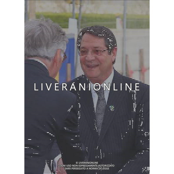 (140402) -- BRUSSELS, April 2, 2014 () -- President of Cyprus Nicos Anastasiades arrives at EU-Africa Summit at the EU headquarters in Brussels, capital of Belgium, April 2, 2014. (/Gong Bing) (ypf) ©photoshot/AGENZIA ALDO LIVERANI SAS - ITALY ONLY - EDITORIAL USE ONLY - Vertice UE-Africa presso la sede dell\'Unione europea a Bruxelles, capitale del Belgio, 2 APRILE 2014.