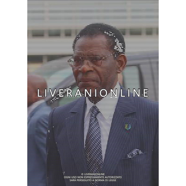(140402) -- BRUSSELS, April 2, 2014 () -- President of Equatorial Guinea Teodoro Obiang Nguema Mbasogo arrives at EU-Africa Summit at the EU headquarters in Brussels, capital of Belgium, April 2, 2014. (/Gong Bing) (ypf) ©photoshot/AGENZIA ALDO LIVERANI SAS - ITALY ONLY - EDITORIAL USE ONLY - Vertice UE-Africa presso la sede dell\'Unione europea a Bruxelles, capitale del Belgio, 2 APRILE 2014.