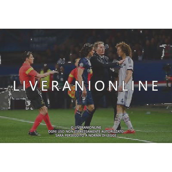 Edinson CAVANI / Laurent BLANC / David LUIZ - 02.04.2014 - Paris Saint Germain / Chelsea - 1/4Finale Aller Champions League - Photo : Dave Winter / Icon Sport AG ALDO LIVERANI SAS ONLY ITALY