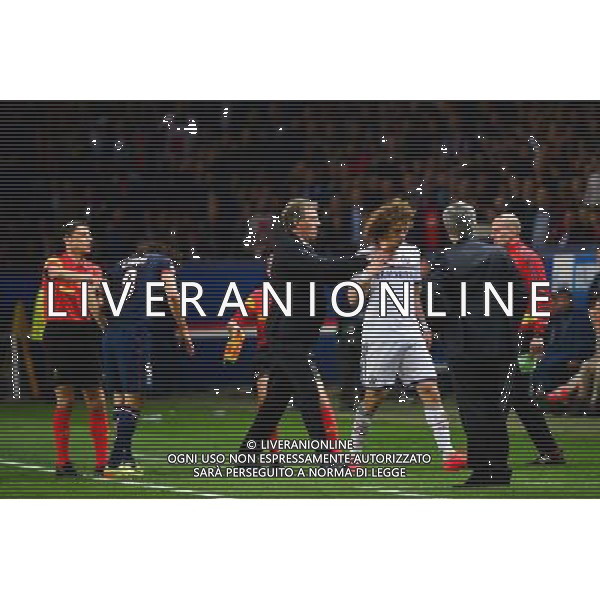 Edinson CAVANI / Laurent BLANC / David LUIZ - 02.04.2014 - Paris Saint Germain / Chelsea - 1/4Finale Aller Champions League - Photo : Dave Winter / Icon Sport AG ALDO LIVERANI SAS ONLY ITALY