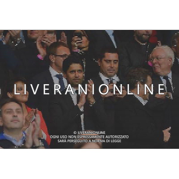 Najat VALLAUD BELKACEM / Nasser AL KHELAIFI / Nicolas SARKOZY - 02.04.2014 - Paris Saint Germain / Chelsea - 1/4Finale Aller Champions League - Photo : Dave Winter / Icon Sport AG ALDO LIVERANI SAS ONLY ITALY