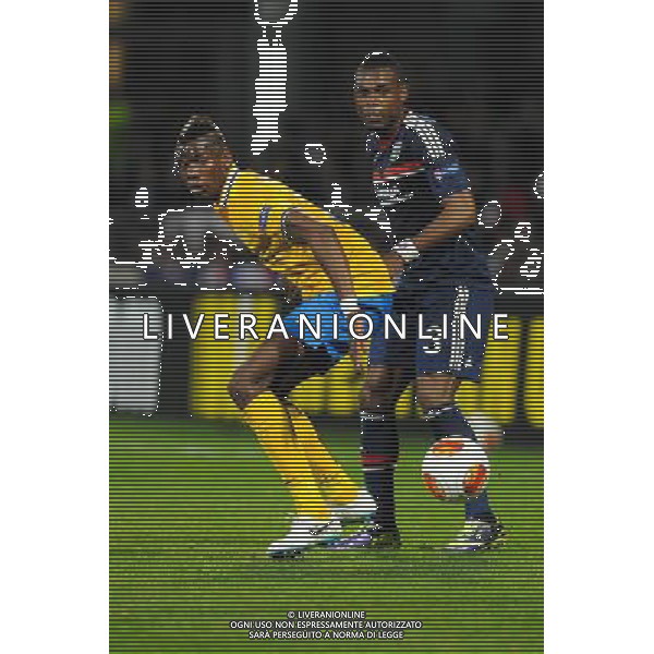 Paul POGBA / Henri BEDIMO - 03.02.2014 - Lyon / Juventus Turin - 1/4Finale Aller Ligue Europa Photo : Jean Paul Thomas / Icon Sport /AGENZIA ALDO LIVERANI SAS - ITALY ONLY - EDITORIAL USE ONLY - LIONE Vs JUVENTUS ANDATA QUARTI DI FINALE UEFA EUROPA LEAGUE 03 MARZO 2014