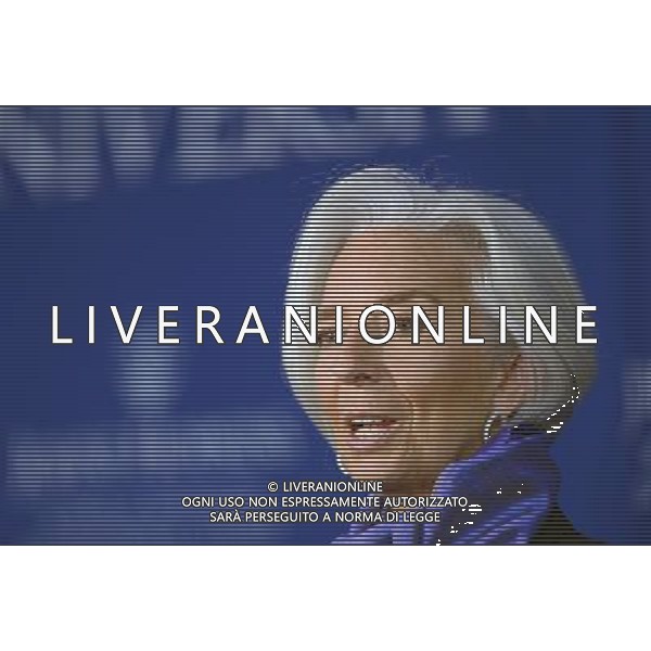 (140402) -- WASHINGTON D.C., April 2, 2014 () -- International Monetary Fund (IMF) Managing Director Christine Lagarde speaks at the School of Advanced International Studies of Johns Hopkins University in Washington D.C., capital of the United States, April 2, 2014. The world economy is turning the corner of the great recession, but obstacles lie ahead to overcome low growth trap, said the head of the IMF on Wednesday. (/Yin Bogu) ©photoshot/AGENZIA ALDO LIVERANI SAS - ITALY ONLY - L\'amministratore delegato del Fondo monetario internazionale (FMI) Christine Lagarde parla alla School of Advanced International Studies della Johns Hopkins University di Washington DC, la capitale degli Stati Uniti, 2 aprile 2014.