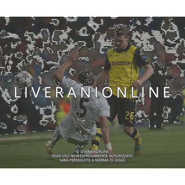 (140403) -- MADRID, April 3, 2014 () -- Dortmund\'s Lukasz Piszczek (R) vies for the ball during the UEFA Champions League quarter-final first leg match against Real Madrid at Santiago Bernabeu stadium in Madrid, Spain, April 2, 2014. Real Madrid won the match by 3-0. (/Xie Haining) ©PHOTOSHOT/AGENZIA ALDO LIVERANI SAS - ITALY ONLY - EDITORIAL USE ONLY