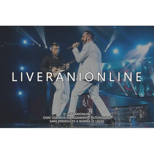 Nick Carter and A.J. McLean (born Alexander James \'A. J.\' McLean) of American vocal harmony group The Backstreet Boys (BSB) performs at The O2 Arena, London, England, UK on Friday 4th April 2014. ©photoshot/AGENZIA ALDO LIVERANI SAS - ITALY ONLY - EDITORIAL USE ONLY
