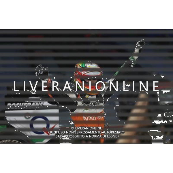Sergio Perez (MEX) Sahara Force India F1 celebrates his third position in parc ferme. 06.04.2014. Formula 1 World Championship, Rd 3, Bahrain Grand Prix, Sakhir, Bahrain, Race Day. - www.xpbimages.com, EMail: requests@xpbimages.com - copy of publication required for printed pictures. Every used picture is fee-liable. © Copyright: Batchelor / XPB Images AG ALDO LIVERANI SAS ONLY ITALY 