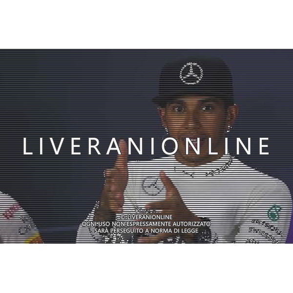 Race winner Lewis Hamilton (GBR) Mercedes AMG F1 in the post race FIA Press Conference. 06.04.2014. Formula 1 World Championship, Rd 3, Bahrain Grand Prix, Sakhir, Bahrain, Race Day. - www.xpbimages.com, EMail: requests@xpbimages.com - copy of publication required for printed pictures. Every used picture is fee-liable. © Copyright: Moy / XPB Images AG ALDO LIVERANI SAS ONLY ITALY
