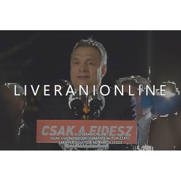 (140407) -- BUDAPEST, April 7, 2014 () -- Hungary\'s Prime Minister Viktor Orban speaks to supporters after his Fidesz party and its small ally, the Christian Democratic People\'s Party, won the parliamentary election in Budapest April 6, 2014. (/Attila Volgyi) ©photoshot/AGENZIA ALDO LIVERANI SAS - ITALY ONLY - EDITORIAL USE ONLY - Voto - Elezioni parlamentari a Budapest Ungheria 6 Aprile 2014.