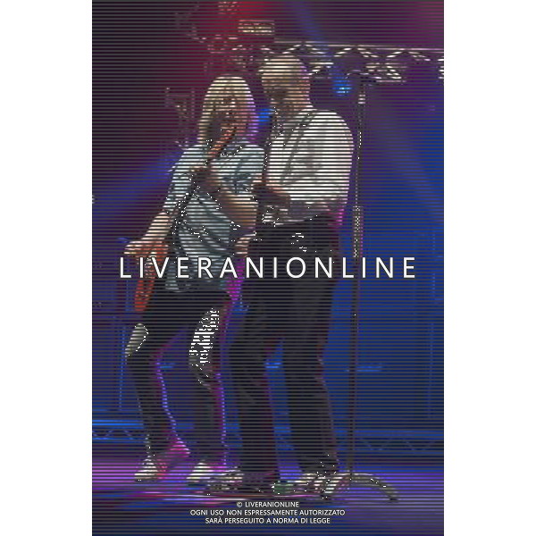 Status Quo performing at Manchester O2 Apollo, England on 6th April 2014. Rick Parfitt â€“ guitar, vocals, Francis Rossi â€“ guitar, vocals. ©PHOTOSHOT/AGENZIA ALDO LIVERANI SAS - ITALY ONLY - EDITORIAL USE ONLY