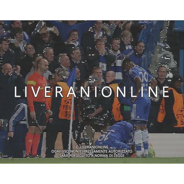 Chelsea\'s Demba Ba celebrates scoring his sides second goal Photo by Kieran Galvin/CameraSport Football - UEFA Champions League Quarter Final Second Leg - Chelsea v Paris St Germain - Tuesday 8th April 2014 - Stamford Bridge - London © CameraSport - 43 Linden Ave. Countesthorpe. Leicester. England. LE8 5PG - Tel: +44 (0) 116 277 4147 - admin@camerasport.com - www.camerasport.com AG ALDO LIVERANI SAS ONLY ITALY