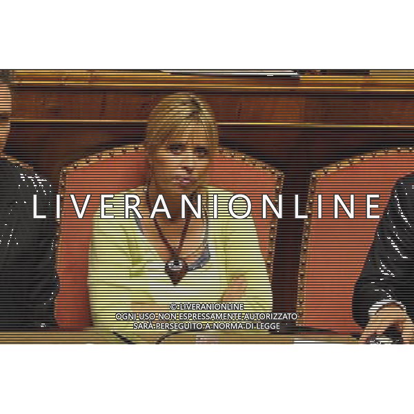 Roma - 09/04/2014 - Senato - Palazzo Madama - Ratifica ed esecuzione dell\'Accordo tra il Governo della Repubblica italiana e il Governo della Repubblica francese per la realizzazione e l\'esercizio di una nuova linea ferroviaria Torino-Lione - nella foto: Alessandra Mussolini / Ph. Fabrizio Corradetti - ag. Aldo Liverani Sas