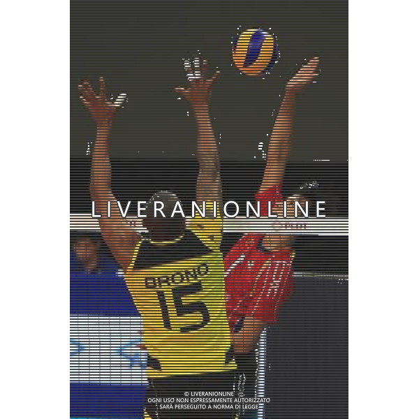 (140408) -- PASAY CITY, April 8, 2014 () -- Huu Ha Nguyen (R) of Vietnam spikes the ball during the 2014 Asian Men\'s Club Volleyball Championship against Vietnam in Pasay City, the Philippines on April 8, 2014. Vietnam won 3-2. (/Rouelle Umali) ©PHOTOSHOT/AGENZIA ALDO LIVERANI SAS - ITALY ONLY - EDITORIAL USE ONLY
