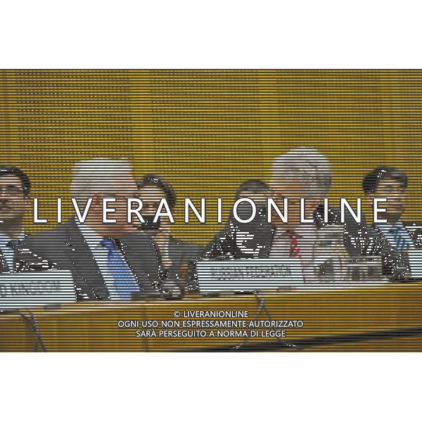 (140409) -- VIENNA, April 9, 2014 () -- Russian Deputy Foreign Minister Sergei Ryabkov (L) attends the closing session of the third round discussion on Iran\'s nuclear program in Vienna April 9, 2014. Iran and six major states hold detailed discussion covering all the issues needed for a final deal on the country\'s disputed nuclear program, EU foreign policy chief and Iranian chief negotiator announced Wednesday in a joint statement. (/Qian Yi) (bxq) AG ALDOL IVERANI SAS ONLY ITALY
