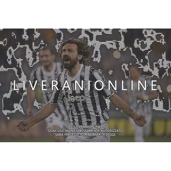 Juventus - Olympic Lyon Uefa Europa League - Quarti di Finale 10-04-2014 Federico Tardito/Agenzia Aldo Liverani Sas Nella foto Pirlo esulta JUVENTUS - LIONE ©/AGENZIA ALDO LIVERANI SAS