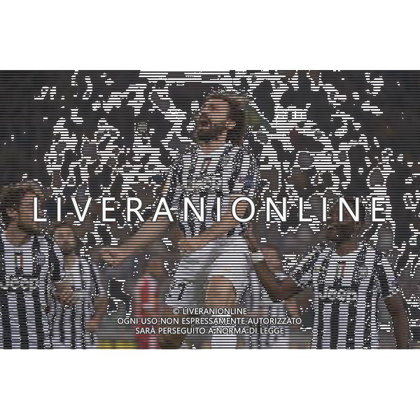 Juventus - Olympic Lyon Uefa Europa League - Quarti di Finale 10-04-2014 Federico Tardito/Agenzia Aldo Liverani Sas Nella foto Pirlo esulta JUVENTUS - LIONE Uefa Europa League - Quarti di Finale 10-04-2014 ©TARDITO/AGENZIA ALDO LIVERANI SAS