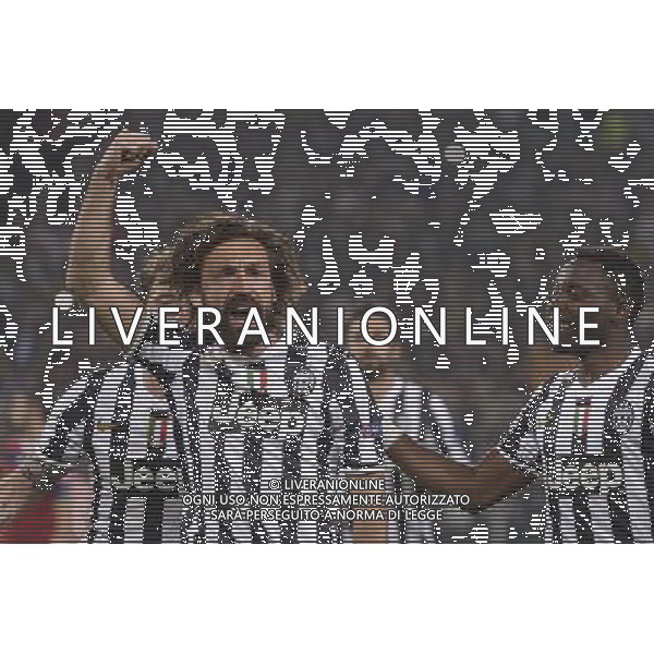 Juventus - Olympic Lyon Uefa Europa League - Quarti di Finale 10-04-2014 Federico Tardito/Agenzia Aldo Liverani Sas Nella foto Pirlo esulta JUVENTUS - LIONE Uefa Europa League - Quarti di Finale 10-04-2014 ©TARDITO/AGENZIA ALDO LIVERANI SAS