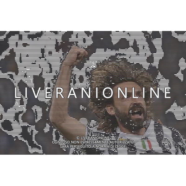 Juventus - Olympic Lyon Uefa Europa League - Quarti di Finale 10-04-2014 Federico Tardito/Agenzia Aldo Liverani Sas Nella foto Pirlo esulta JUVENTUS - LIONE Uefa Europa League - Quarti di Finale 10-04-2014 ©TARDITO/AGENZIA ALDO LIVERANI SAS