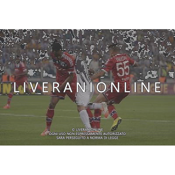 Juventus - Olympic Lyon Uefa Europa League - Quarti di Finale 10-04-2014 Federico Tardito/Agenzia Aldo Liverani Sas Nella foto fallo rigore su Tevez JUVENTUS - LIONE Uefa Europa League - Quarti di Finale 10-04-2014 ©TARDITO/AGENZIA ALDO LIVERANI SAS