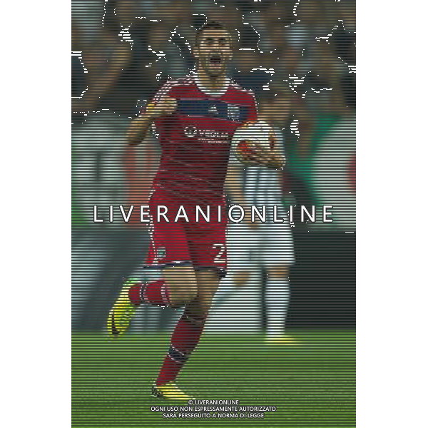 2014 å© Matteo Bottanelli - Turin 13/03/14 - Football - Uefa Europa League - Quarter Final - Juventus Olympique Lyonnais - shown in the picture: goal Maxime Gonalons JUVENTUS - LIONE Uefa Europa League - Quarti di Finale 10-04-2014 ©Bottanelli/AGENZIA ALDO LIVERANI SAS