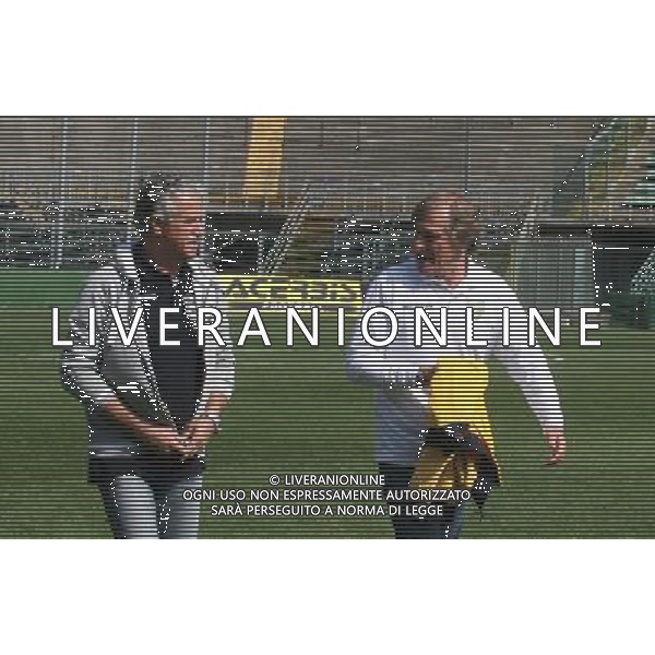 bergamo, stadio atleti azzurri d\'italia, 13 APRILE 2014, nella foto GIAN MARCO REMONDINA ALLENATORE ED ELIO GUSTINETTI ,ph.moro/ALDO LIVERANI ALBINOLEFFE VS CARRARESE LEGA PRO 13 APRILE 2014 ©/AGENZIA ALDO LIVERANI SAS