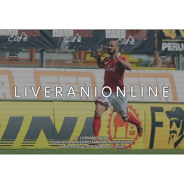 Perugia - Pontedera Campionato lega Pro 13 aprile 2014 nella foto Esultanza di Mazzeo dopo il gol del 1-0 ©Settonce/AGENZIA ALDO LIVERANI SAS