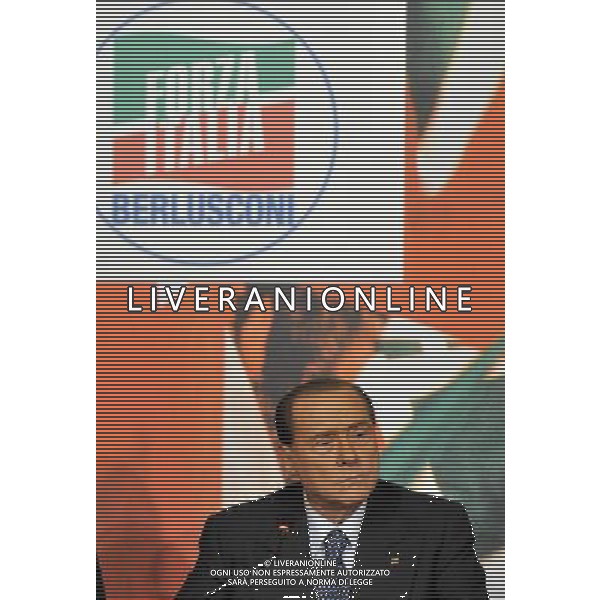 Conferenza Stampa di Sivio Berlusconi per presentare ufficialmente le liste di candidati di Forza Italia alle elezioni europee del 25 maggio presso la sede di Forza Italia in piazza San Lorenzo in Lucina Roma - 17.04.2014 Nella Foto: Silvio Berlusconi ph.Fabrizio Corradetti/Ag. Aldo Liverani s.a.s. 