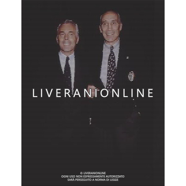 ANNO 1985 NELLA FOTO: GIORGIO ARMANI E ENZO BEARZOT PH ARCHIVIO GIOVANNI LIVERANI-DFP / AGENZIA ALDO LIVERANI 