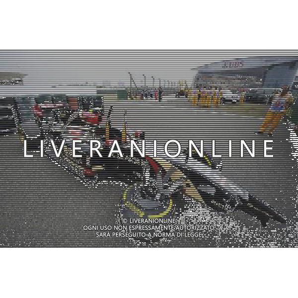 The damaged Lotus F1 E22 of Pastor Maldonado (VEN) Lotus F1 Team, who crashed in FP2. 18.04.2014. Formula 1 World Championship, Rd 4, Chinese Grand Prix, Shanghai, China, Practice Day. - www.xpbimages.com, EMail: requests@xpbimages.com - copy of publication required for printed pictures. Every used picture is fee-liable. Â© Copyright: Price / XPB Images /Ag. Aldo Liverani s.a.s.-Only Italy-Editorial Use Only