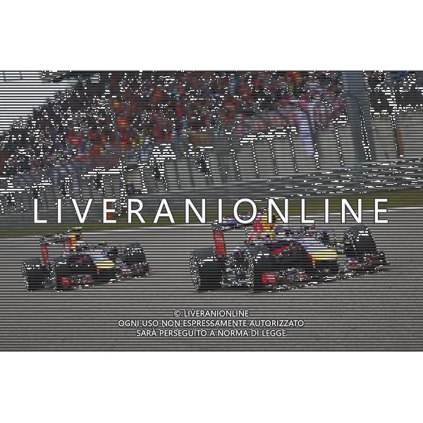 Sebastian Vettel (GER) Red Bull Racing RB10 leads team mate Daniel Ricciardo (AUS) Red Bull Racing RB10. 20.04.2014. Formula 1 World Championship, Rd 4, Chinese Grand Prix, Shanghai, China, Race Day. - www.xpbimages.com, EMail: requests@xpbimages.com - copy of publication required for printed pictures. Every used picture is fee-liable. © Copyright: Batchelor / XPB Images /Ag. Aldo Liverani s.a.s.-Only Italy-Editorial Use Only