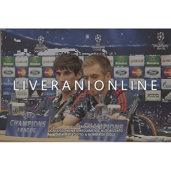 22.04.2014, Hotel Intercontinental, Madrid, ESP, UEFA CL, Real Madrid vs FC Bayern Muenchen, Halbfinale, Hinspiel, im Bild FC Bayern MŸnchen«s Javier Garcia and Philipp Lahm attends Press Conference // FC Bayern MŸnchen«s Javier Garcia and Philipp Lahm attends Press Conference before the UEFA Champions League Round of 4, 1st Leg Match between Real Madrid vs FC Bayern Munich at the Hotel Intercontinental in Madrid, Spain on 2014/04/22. EXPA Pictures © 2014, PhotoCredit: EXPA/ Alterphotos/ CARO MARIN *****ATTENTION - OUT of ESP, SUI***** ©PHOTOSHOT/AGENZIA ALDO LIVERANI SAS - ITALY ONLY - EDITORIAL USE ONLY